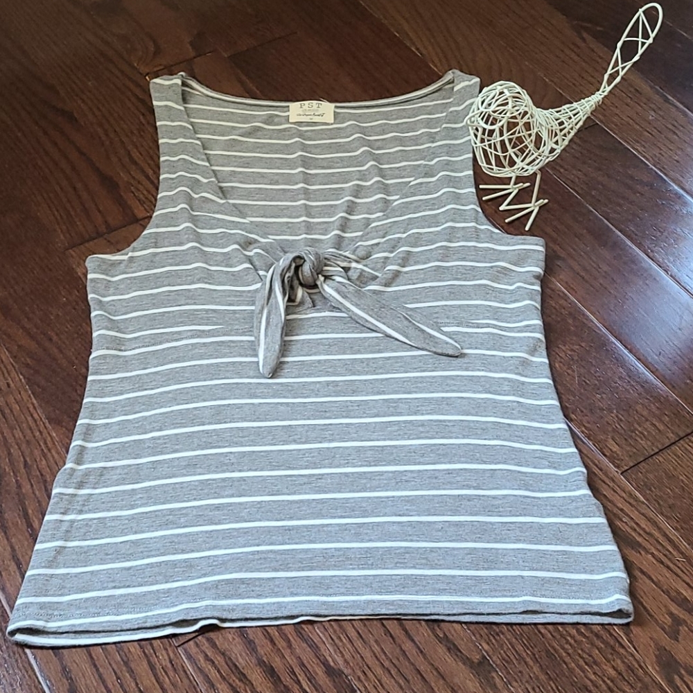 Grey and White Striped PST Top